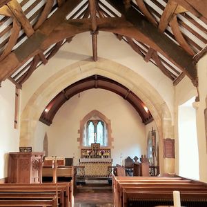 interior of medieval church of St Senwyr