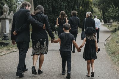 Funeral group of mourners