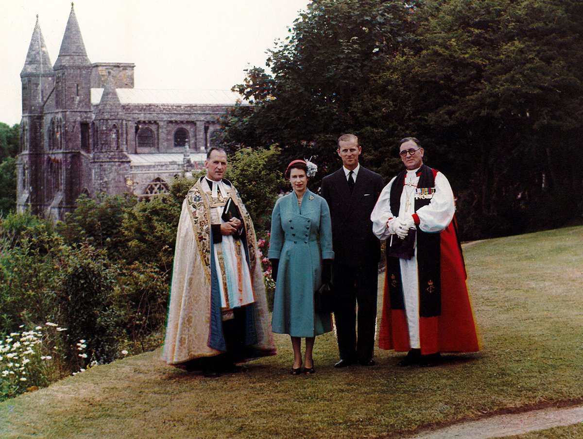 Her Majesty Queen Elizabeth II and HRH Duke of Edinburgh at St Davids Cathedral in 1955