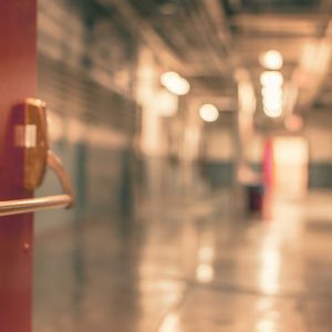 The entance to a hospital ward
