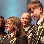 Children from Ysgol Penrhyn Dewi delivering annual St David’s Day message