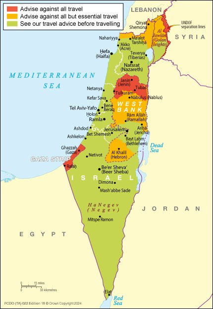 Israel Travel Advice Map March 2025