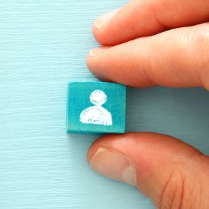A picture of square icons representing people
