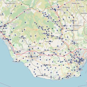 a map showing location of the churches in the Diocese